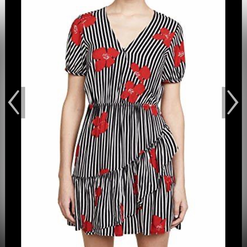 Madewell striped with flowers faux wrap dress